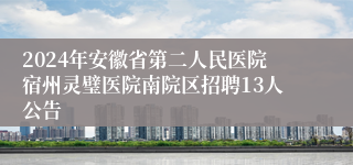 2024年安徽省第二人民医院宿州灵璧医院南院区招聘13人公告