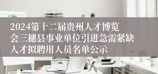 2024第十二届贵州人才博览会三穗县事业单位引进急需紧缺人才拟聘用人员名单公示