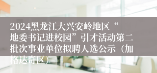 2024黑龙江大兴安岭地区“地委书记进校园”引才活动第二批次事业单位拟聘人选公示（加格达奇区）