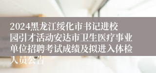 2024黑龙江绥化市书记进校园引才活动安达市卫生医疗事业单位招聘考试成绩及拟进入体检人员公告