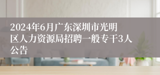 2024年6月广东深圳市光明区人力资源局招聘一般专干3人公告