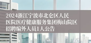 2024浙江宁波市北仑区人民医院医疗健康服务集团梅山院区招聘编外人员1人公告