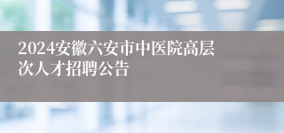 2024安徽六安市中医院高层次人才招聘公告