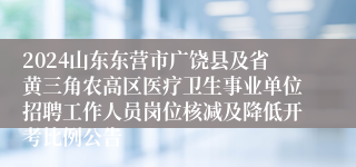 2024山东东营市广饶县及省黄三角农高区医疗卫生事业单位招聘工作人员岗位核减及降低开考比例公告