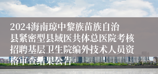 2024海南琼中黎族苗族自治县紧密型县域医共体总医院考核招聘基层卫生院编外技术人员资格审查结果公告