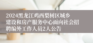 2024黑龙江鸡西梨树区城乡建设和房产服务中心面向社会招聘编外工作人员2人公告