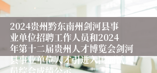 2024贵州黔东南州剑河县事业单位招聘工作人员和2024年第十二届贵州人才博览会剑河县事业单位人才引进入围面试人员综合成绩公示