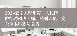 2024云南大理州第二人民医院招聘超声医师、药剂人员、安全保卫科职员公告