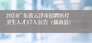 2024广东省云浮市招聘医疗卫生人才17人公告（郁南县）