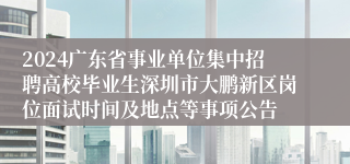 2024广东省事业单位集中招聘高校毕业生深圳市大鹏新区岗位面试时间及地点等事项公告