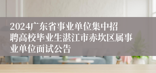 2024广东省事业单位集中招聘高校毕业生湛江市赤坎区属事业单位面试公告