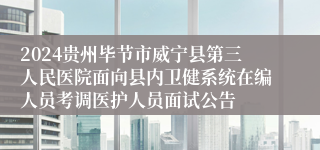 2024贵州毕节市威宁县第三人民医院面向县内卫健系统在编人员考调医护人员面试公告