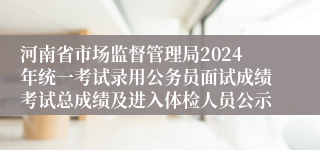 河南省市场监督管理局2024年统一考试录用公务员面试成绩考试总成绩及进入体检人员公示