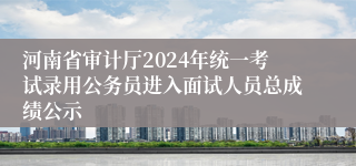 河南省审计厅2024年统一考试录用公务员进入面试人员总成绩公示