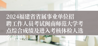 2024福建省省属事业单位招聘工作人员考试闽南师范大学考点综合成绩及进入考核体检人选名单通知