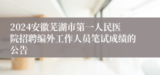 2024安徽芜湖市第一人民医院招聘编外工作人员笔试成绩的公告