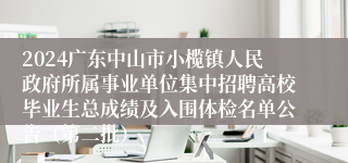 2024广东中山市小榄镇人民政府所属事业单位集中招聘高校毕业生总成绩及入围体检名单公告（第二批）