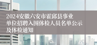 2024安徽六安市霍邱县事业单位招聘入围体检人员名单公示及体检通知