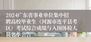 2024广东省事业单位集中招聘高校毕业生（河源市连平县考区）考试综合成绩与入围体检人员名单公告