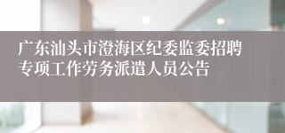 广东汕头市澄海区纪委监委招聘专项工作劳务派遣人员公告