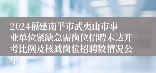 2024福建南平市武夷山市事业单位紧缺急需岗位招聘未达开考比例及核减岗位招聘数情况公示