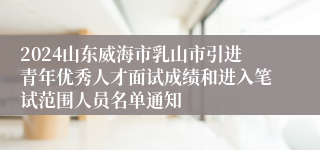 2024山东威海市乳山市引进青年优秀人才面试成绩和进入笔试范围人员名单通知