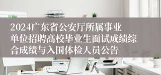 2024广东省公安厅所属事业单位招聘高校毕业生面试成绩综合成绩与入围体检人员公告