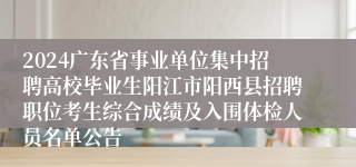 2024广东省事业单位集中招聘高校毕业生阳江市阳西县招聘职位考生综合成绩及入围体检人员名单公告