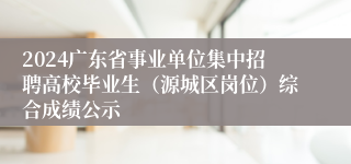 2024广东省事业单位集中招聘高校毕业生（源城区岗位）综合成绩公示