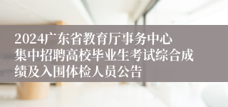 2024广东省教育厅事务中心集中招聘高校毕业生考试综合成绩及入围体检人员公告