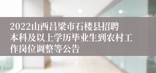 2022山西吕梁市石楼县招聘本科及以上学历毕业生到农村工作岗位调整等公告