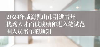 2024年威海乳山市引进青年优秀人才面试成绩和进入笔试范围人员名单的通知