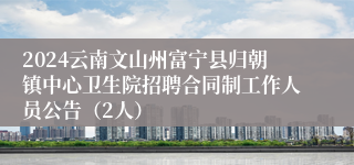 2024云南文山州富宁县归朝镇中心卫生院招聘合同制工作人员公告（2人）