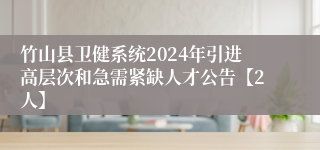 竹山县卫健系统2024年引进高层次和急需紧缺人才公告【2人】