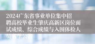 2024广东省事业单位集中招聘高校毕业生肇庆高新区岗位面试成绩、综合成绩与入围体检人员名单公告