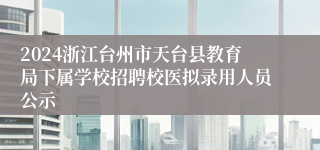 2024浙江台州市天台县教育局下属学校招聘校医拟录用人员公示