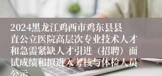 2024黑龙江鸡西市鸡东县县直公立医院高层次专业技术人才和急需紧缺人才引进（招聘）面试成绩和拟进入考核与体检人员公示