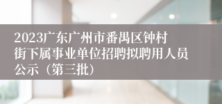 2023广东广州市番禺区钟村街下属事业单位招聘拟聘用人员公示（第三批）