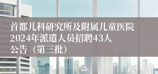 首都儿科研究所及附属儿童医院2024年派遣人员招聘43人公告（第三批）