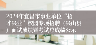 2024年宜昌市事业单位“招才兴业”校园专项招聘（兴山县）面试成绩暨考试总成绩公示