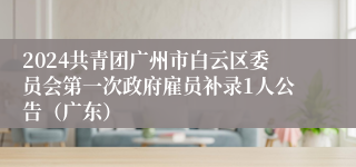 2024共青团广州市白云区委员会第一次政府雇员补录1人公告（广东）