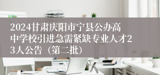 2024甘肃庆阳市宁县公办高中学校引进急需紧缺专业人才23人公告（第二批）