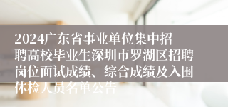 2024广东省事业单位集中招聘高校毕业生深圳市罗湖区招聘岗位面试成绩、综合成绩及入围体检人员名单公告