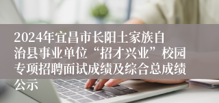 2024年宜昌市长阳土家族自治县事业单位“招才兴业”校园专项招聘面试成绩及综合总成绩公示