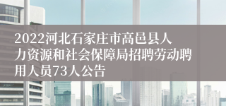 2022河北石家庄市高邑县人力资源和社会保障局招聘劳动聘用人员73人公告