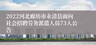 2022河北廊坊市永清县面向社会招聘劳务派遣人员73人公告