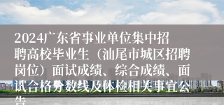 2024广东省事业单位集中招聘高校毕业生（汕尾市城区招聘岗位）面试成绩、综合成绩、面试合格分数线及体检相关事宜公告