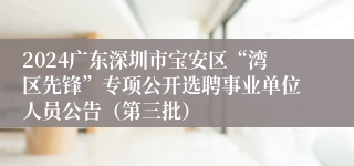 2024广东深圳市宝安区“湾区先锋”专项公开选聘事业单位人员公告（第三批）