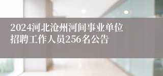 2024河北沧州河间事业单位招聘工作人员256名公告