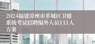 2024福建漳州市芗城区卫健系统考试招聘编外人员111人方案